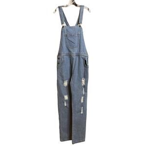 Liquor N Poker Denim Overalls Distressed Blue 34